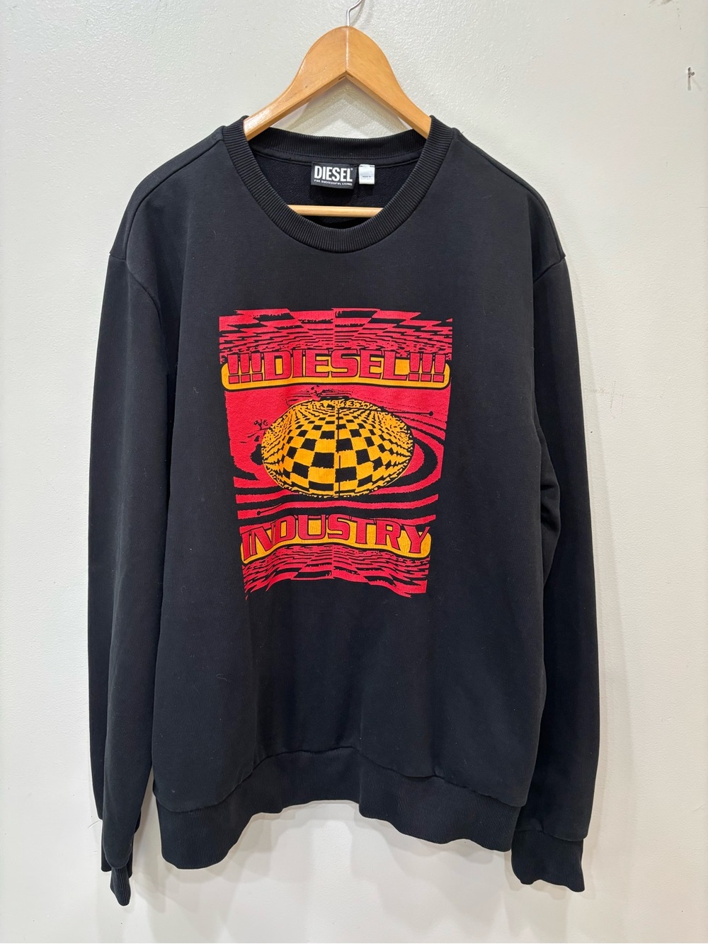 Diesel Industry Black Crewneck Sweatshirt Graphic Print Men’s Size 3XL